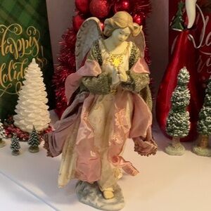 HAND PAINTED ANGEL 14” TALL PORCELAIN NWOT